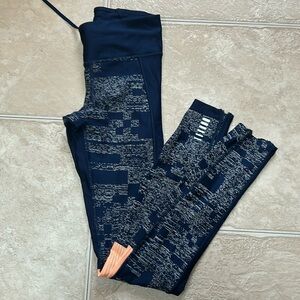 Navy and Neon Coral Under Armour Leggings